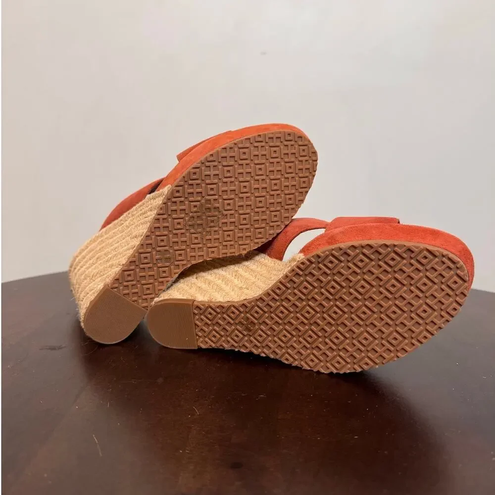 Tory Burch Bailey Suede Wedge Sandals - Size 7.5